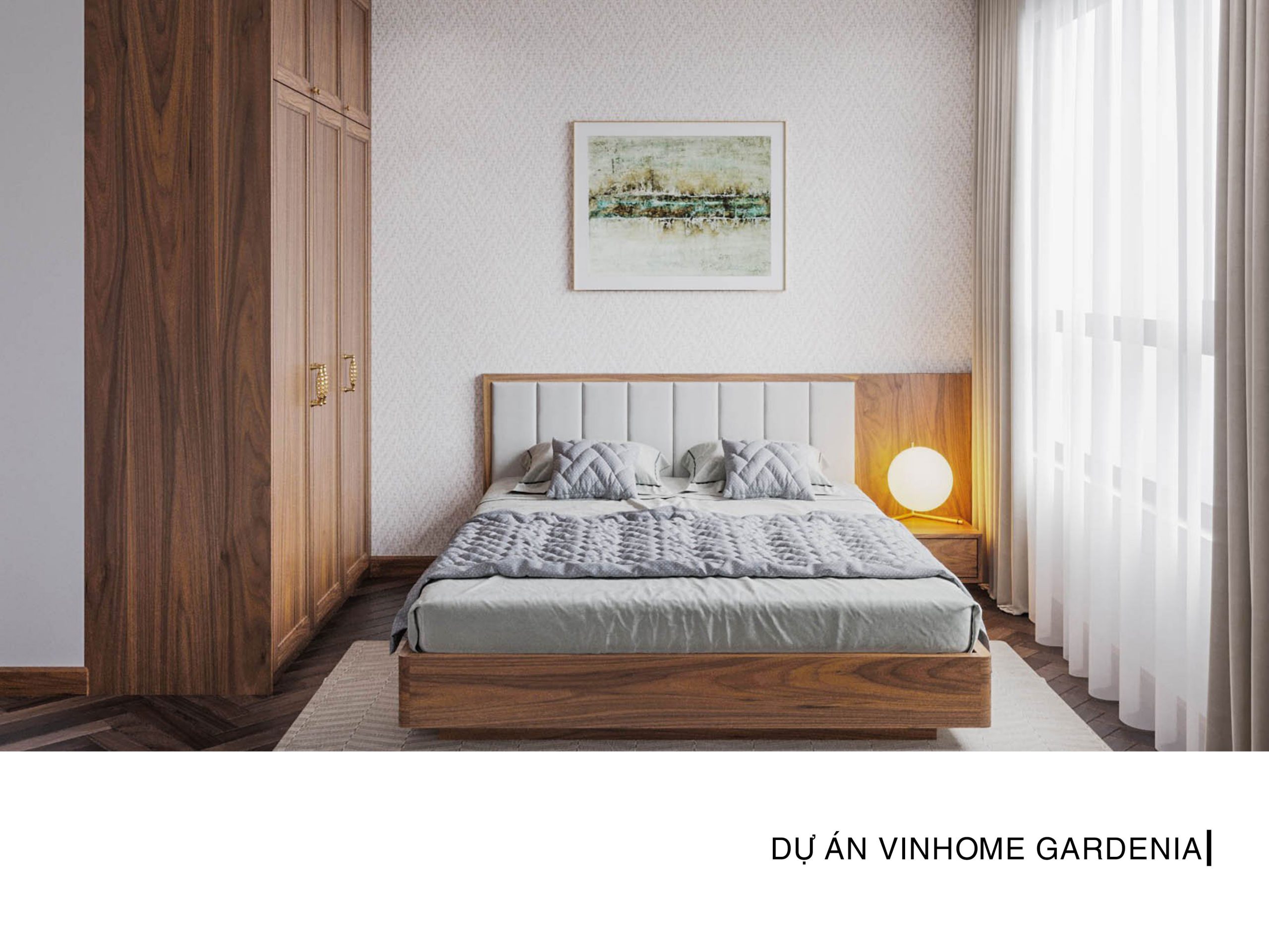 thiết kế thi công nội thất phòng ngủ Vinhome Gardenia