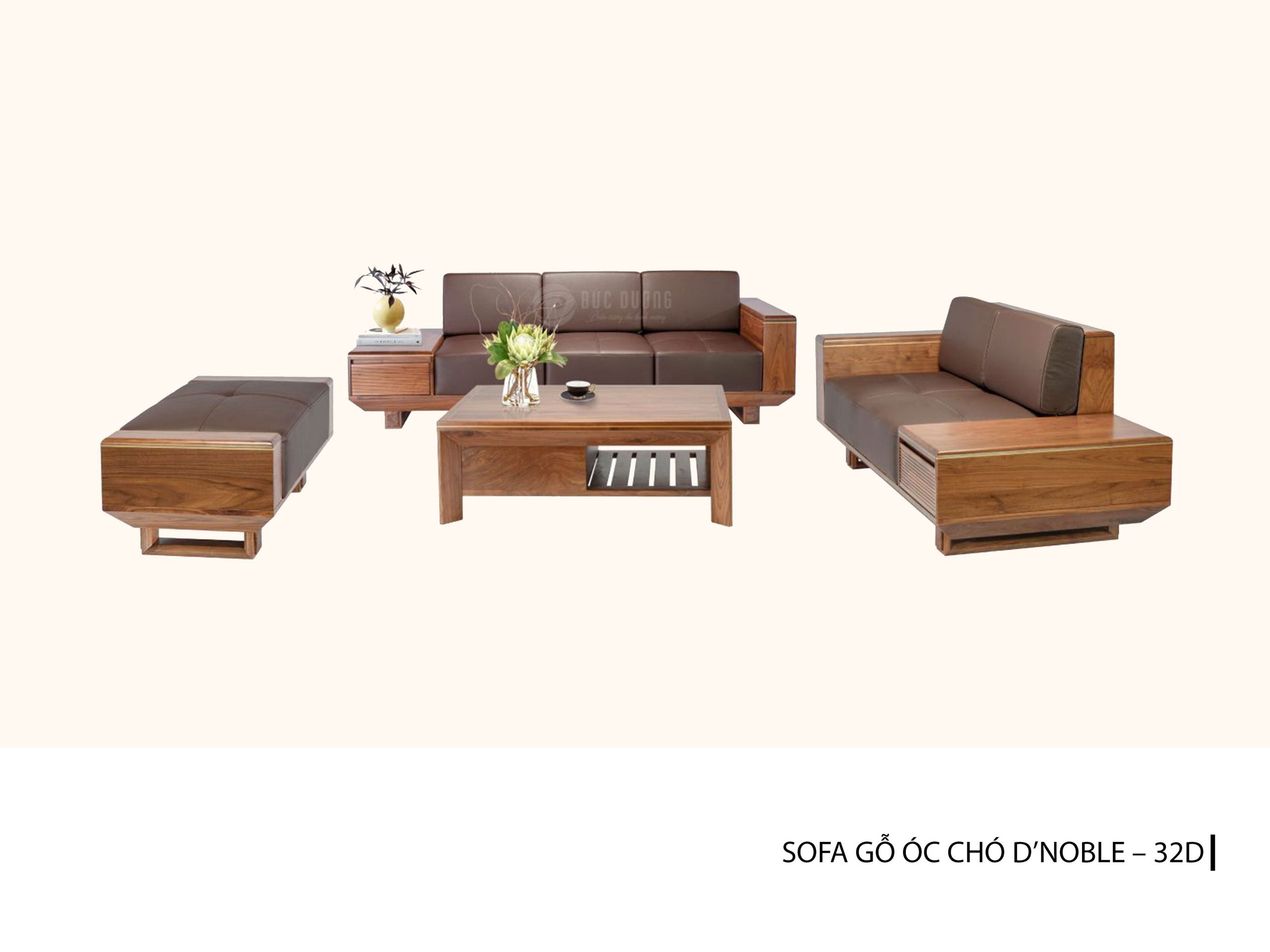 Sofa gỗ Óc Chó D\'Noble 32D - mẫu 2024 này sẽ là đắt khách của bạn bởi vẻ ngoài hiện đại và sang trọng. Sofa này được làm từ gỗ Óc Chó cao cấp, có tỉ lệ hài hòa giữa độ cứng và độ dẻo của gỗ, mang lại sự thoải mái và độ bền cao. Chất liệu và thiết kế của sản phẩm cho phép bạn tùy chọn nhiều màu sắc và trang trí phù hợp với phong cách của gia đình bạn.