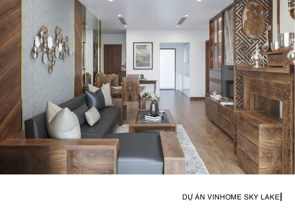 thiết kế nội thất phòng khách Vinhome Skylake