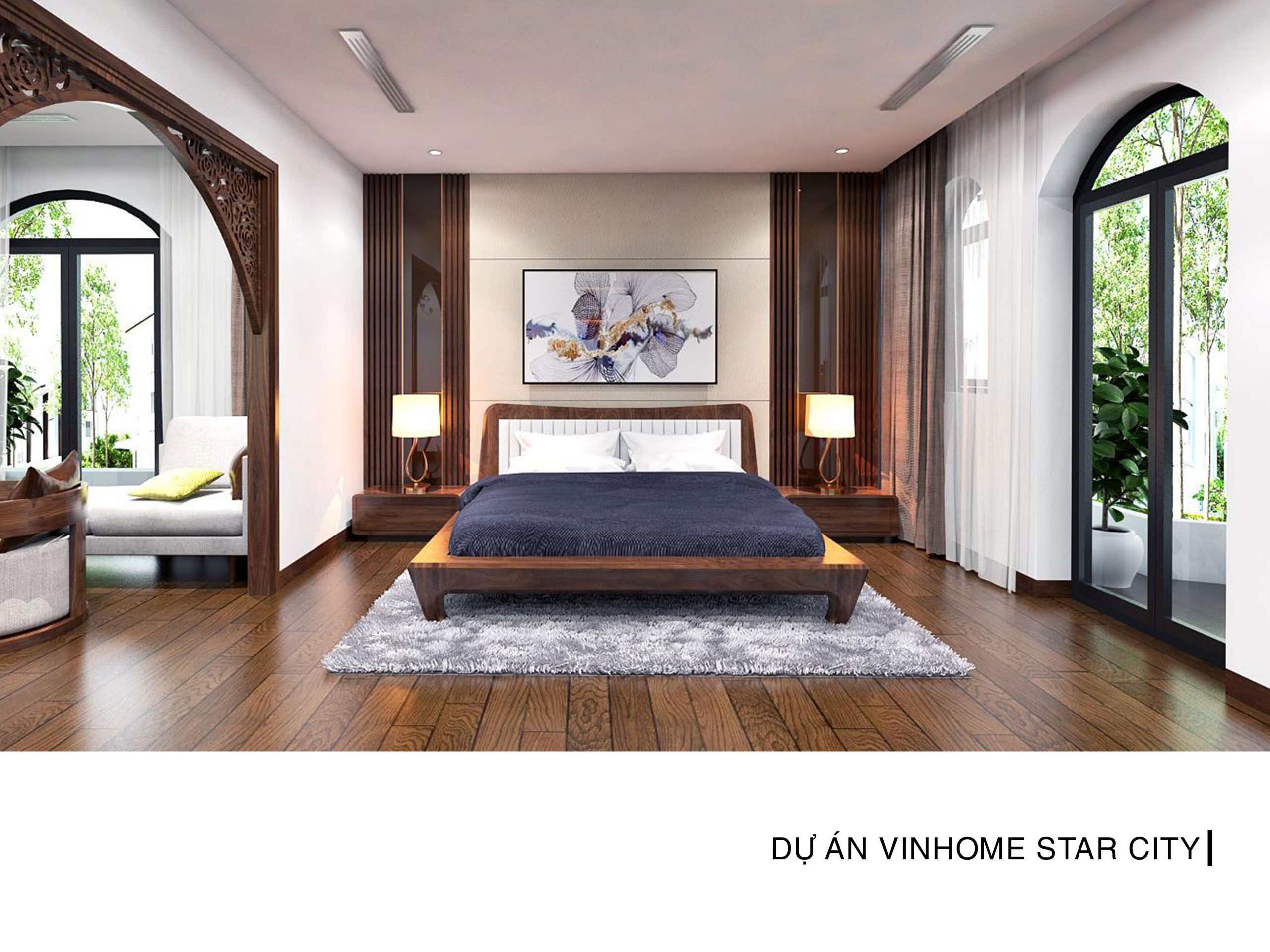 thiết kế nội thất phòng ngủ master Vinhome star city