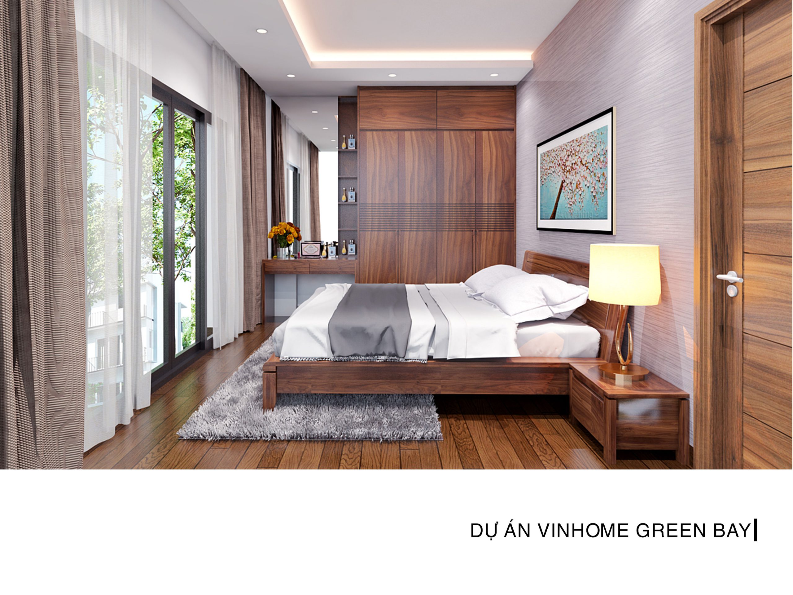 thiết kế phòng ngủ Vinhome Green Bay